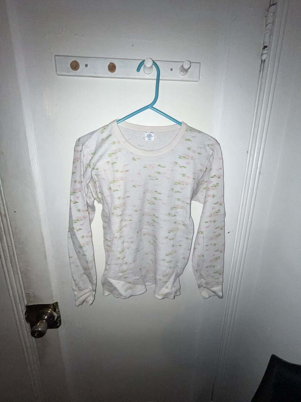 Sears Thermal Shirt Size JM Floral Waffle Knit Long Sleeve Vintage